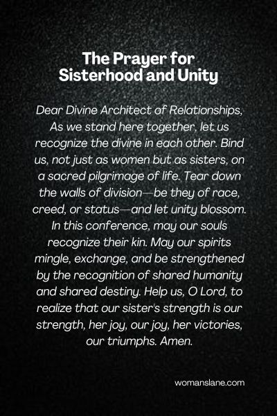 The Prayer for Sisterhood and Unity